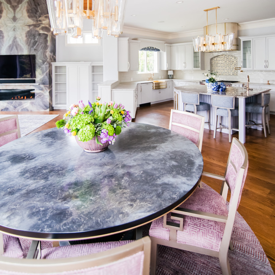 mooresville-nc-kitchen-design-breakfast-table-pink-dining-chairs